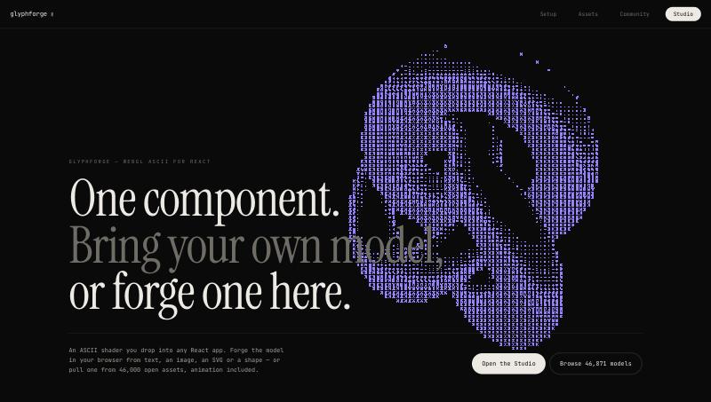 Glyphforge — React + Three.js + WebGL